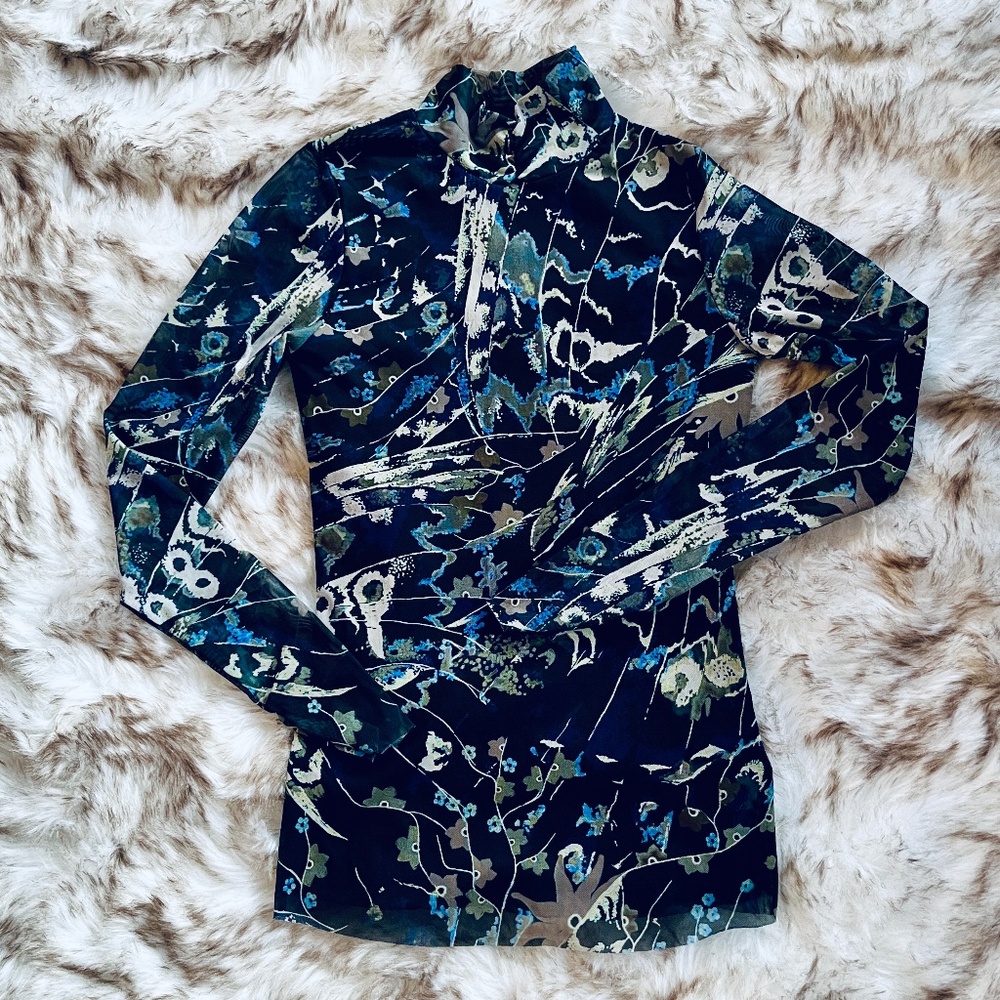 Ted Baker Mock Roll Neck Mesh Long Sleeve Top